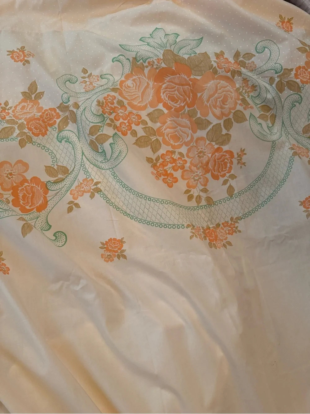 Floral Vintage Orange & Green Vintage-Style flat sheet